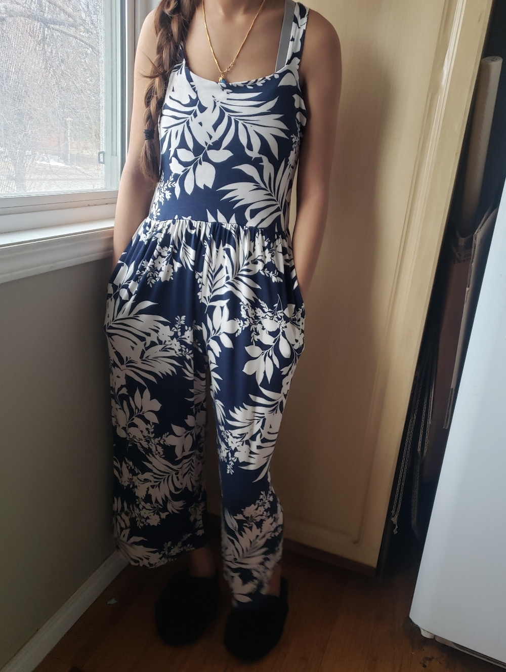 J.o &co Navy and White Floral Maxi Sundress - Sleeveless Women Jumpsuits